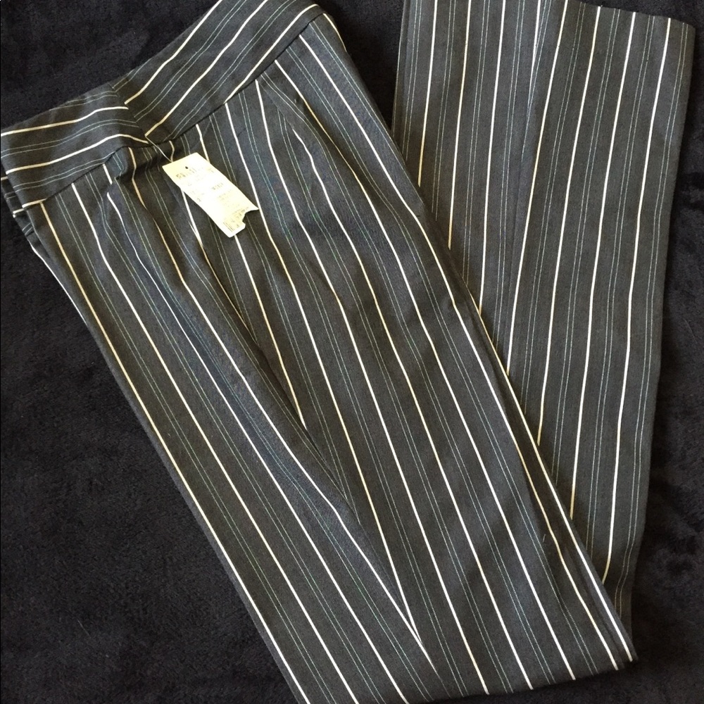 MARIO SERRANI Black Pin Striped Dress Pants